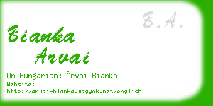 bianka arvai business card